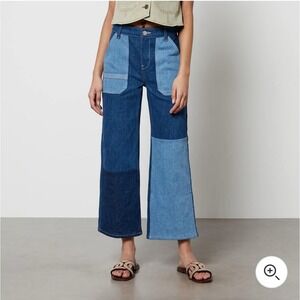 Anthropologie Blue Patchwork Flare Jeans